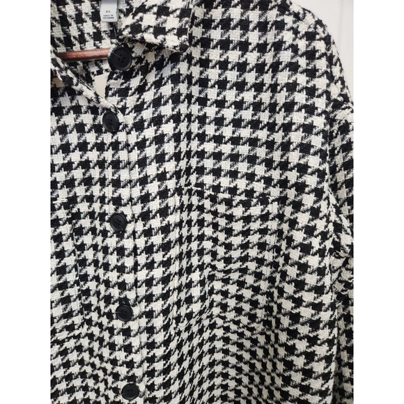 A NEW Day Long Sleeve Tweed Shacket Black with cream Houndstooth - Picture 3 of 8